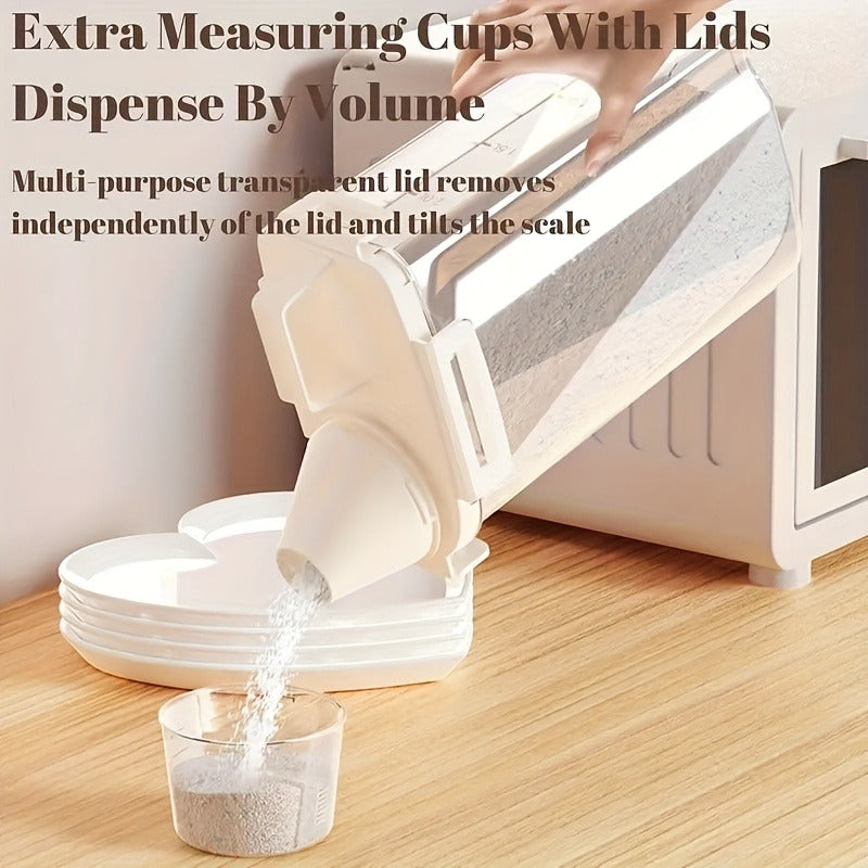 [Leakproof Food Container] Leakproof, Moisture-Proof Airtight Food Storage Container with Lid - Durable PE Material Kitchen Organizer for Grains, Nuts, Flour & Rice