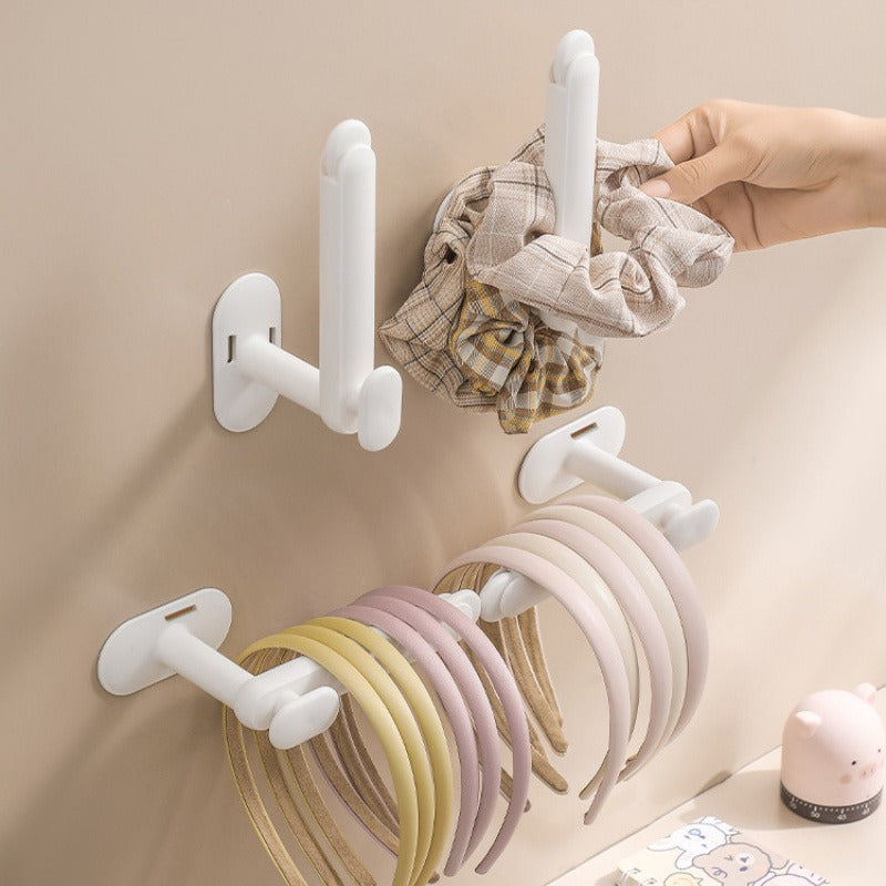 Versatile No-Drill White L-Shaped Telescopic Hook - Stretchable, Wall-Mounted Hanger for Doors, Bathrooms & Kitchens - Modern Plastic Design with Adhesive Backing, Bathroom Hanger, Towel Racks