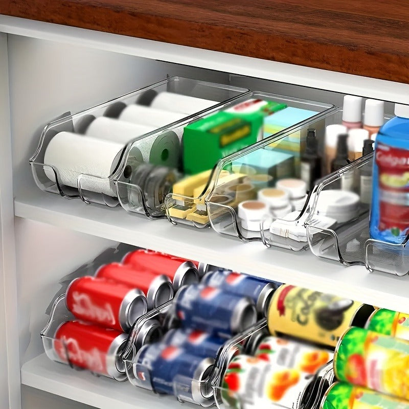 Stackable Large Beverage Racks-Transparent Plastic Refrigerators, Cabinets And Countertop Storage Boxes-Are Perfect for Food And Beverage Finishing in Kitchens And Pantries.