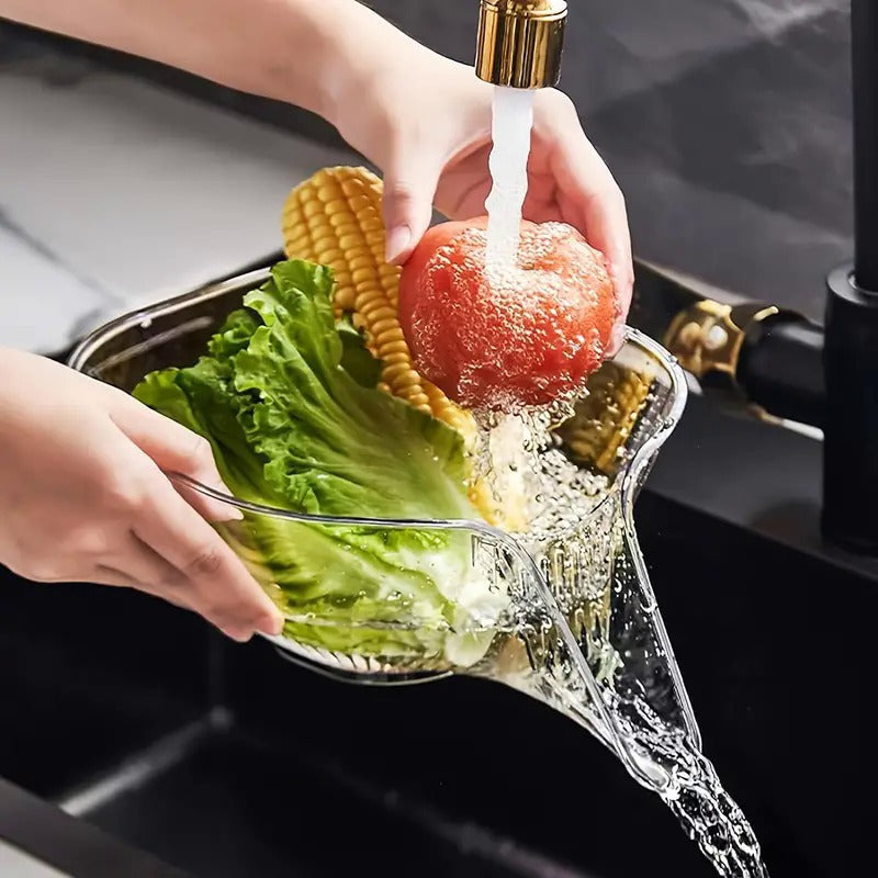 [Multi-Functional Plastic Drain Basket] High-Quality, Versatile Kitchen Drain Basket - Multifunctional Plastic Strainer with Funnel for Vegetables, Pasta, Fruit & Salad - Perfect for BBQs & Outdoor Cooking